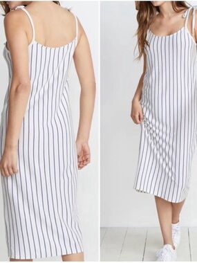 Marine Layer Midi Farrah Marlin Stripe Women’s Dress Sz S Thin Straps White Navy